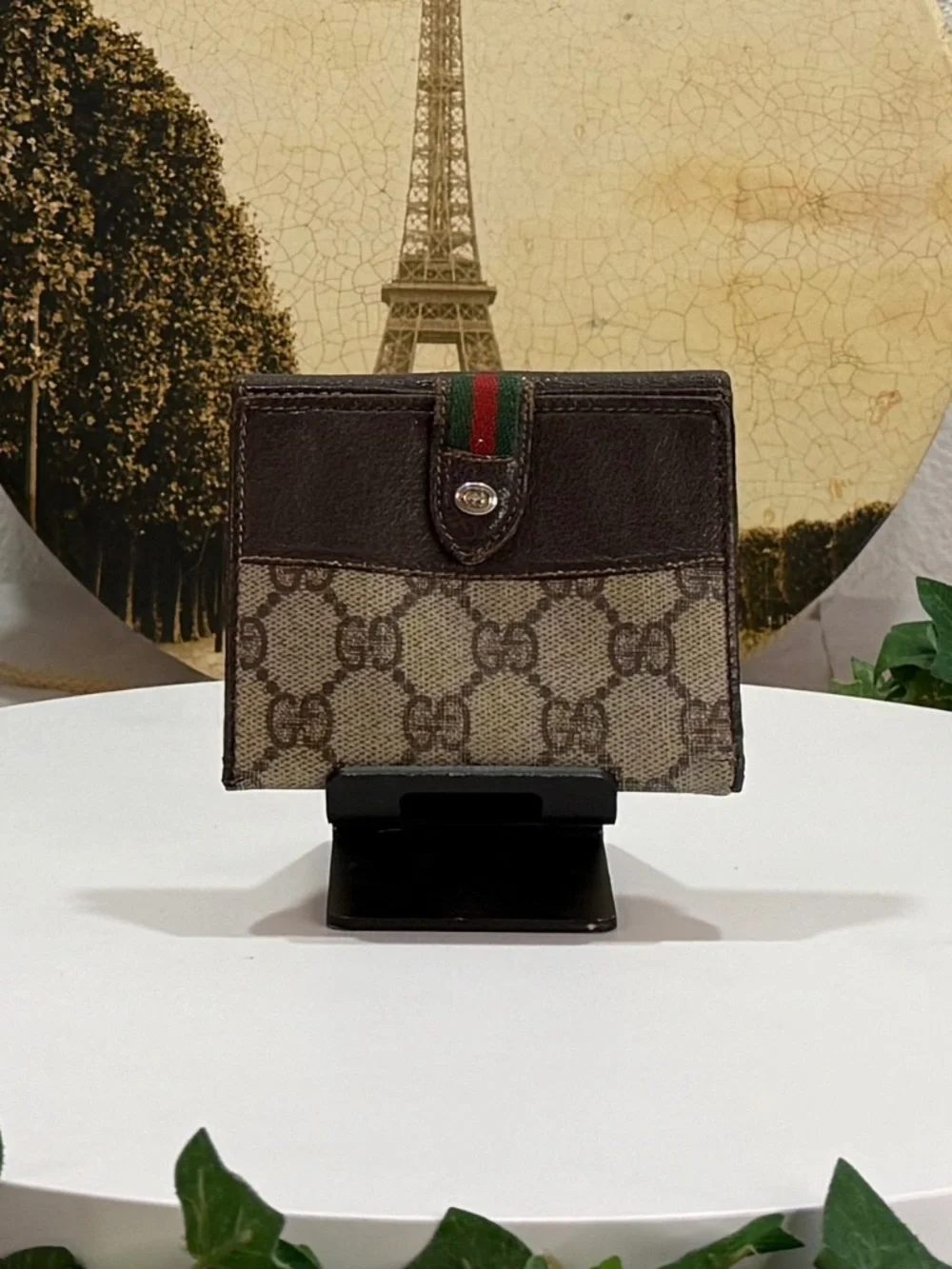 REGAL GUCCI GG MONOGRAM ANNIVERSARY COLLECTION GREEN & RED WEB STRIPE WALLET! - Picture 6 of 17
